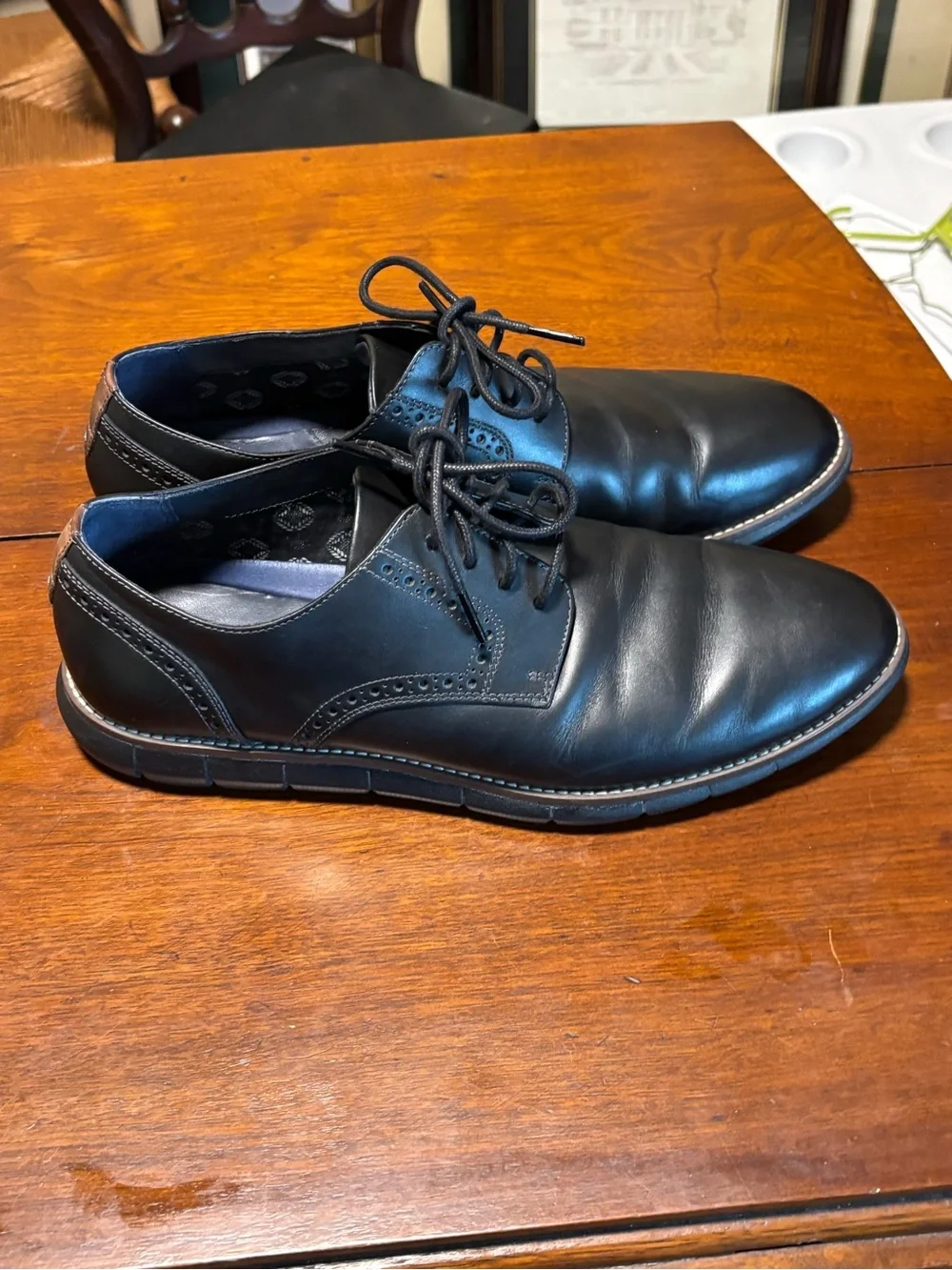 Johnston & Murphy Men’s Wingtip Oxford Hybrid Dress Shoes  Black Leather Size 9M